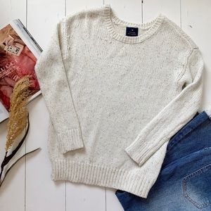 American Eagle cream and gold sweater